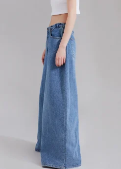 The Frankie Shop Sasha Wide Leg Jeans Worn Wash Best