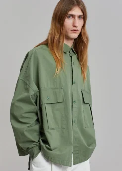 The Frankie Shop Seb Cargo Shirt Army Green Outlet