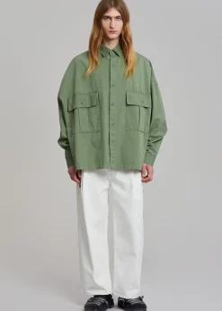 The Frankie Shop Seb Cargo Shirt Army Green Outlet