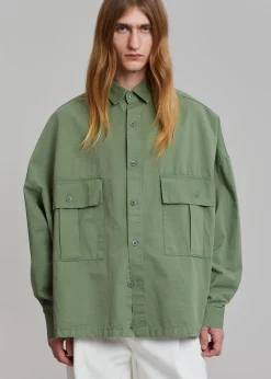 The Frankie Shop Seb Cargo Shirt Army Green Outlet