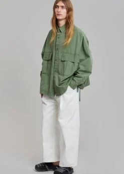 The Frankie Shop Seb Cargo Shirt Army Green Outlet