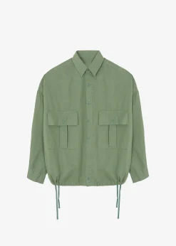 The Frankie Shop Seb Cargo Shirt Army Green Outlet