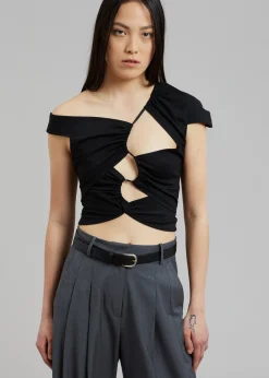 The Frankie Shop Sid Neigum Asymmetrical Cutout Tension Blouse Black Best