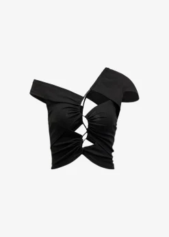 The Frankie Shop Sid Neigum Asymmetrical Cutout Tension Blouse Black Best