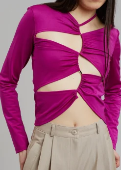 The Frankie Shop Sid Neigum Cutout Tension Blouse Purple Hot