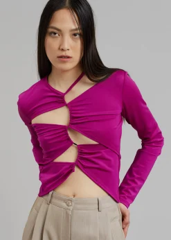 The Frankie Shop Sid Neigum Cutout Tension Blouse Purple Hot