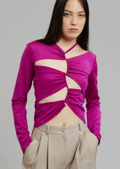 The Frankie Shop Sid Neigum Cutout Tension Blouse Purple Hot
