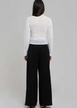 The Frankie Shop Sid Neigum Flocked Cutout Tension Blouse White Discount