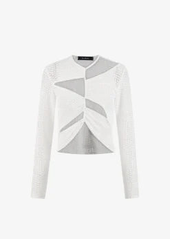 The Frankie Shop Sid Neigum Flocked Cutout Tension Blouse White Discount