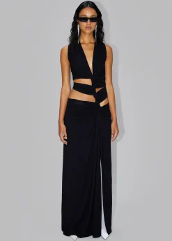 The Frankie Shop Sid Neigum Four Loop Knit Dress Black