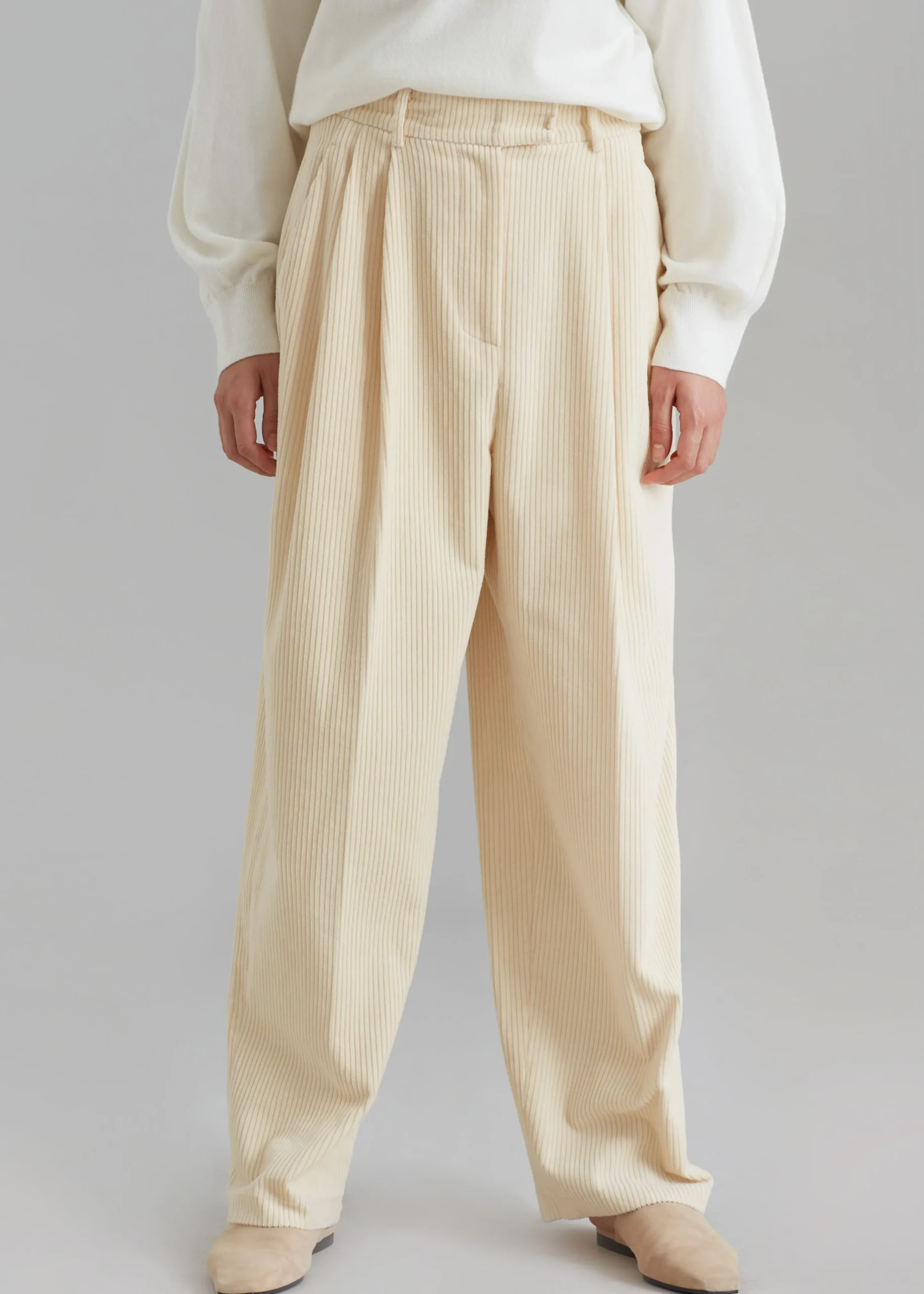The Frankie Shop Siham Corduroy Pants Cream Clearance