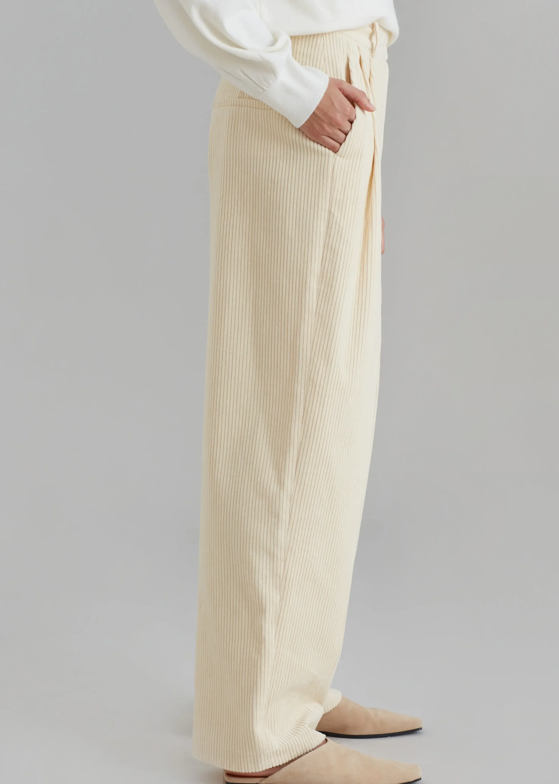 The Frankie Shop Siham Corduroy Pants Cream Clearance