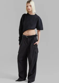 The Frankie Shop Soili Asymmetric Cropped Knit Top Black Online