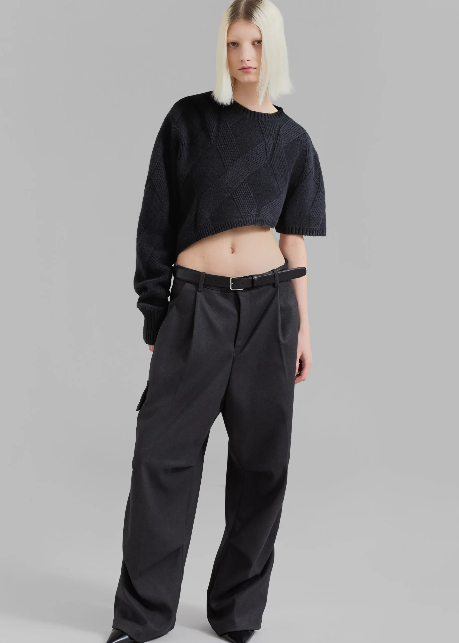 The Frankie Shop Soili Asymmetric Cropped Knit Top Black Online