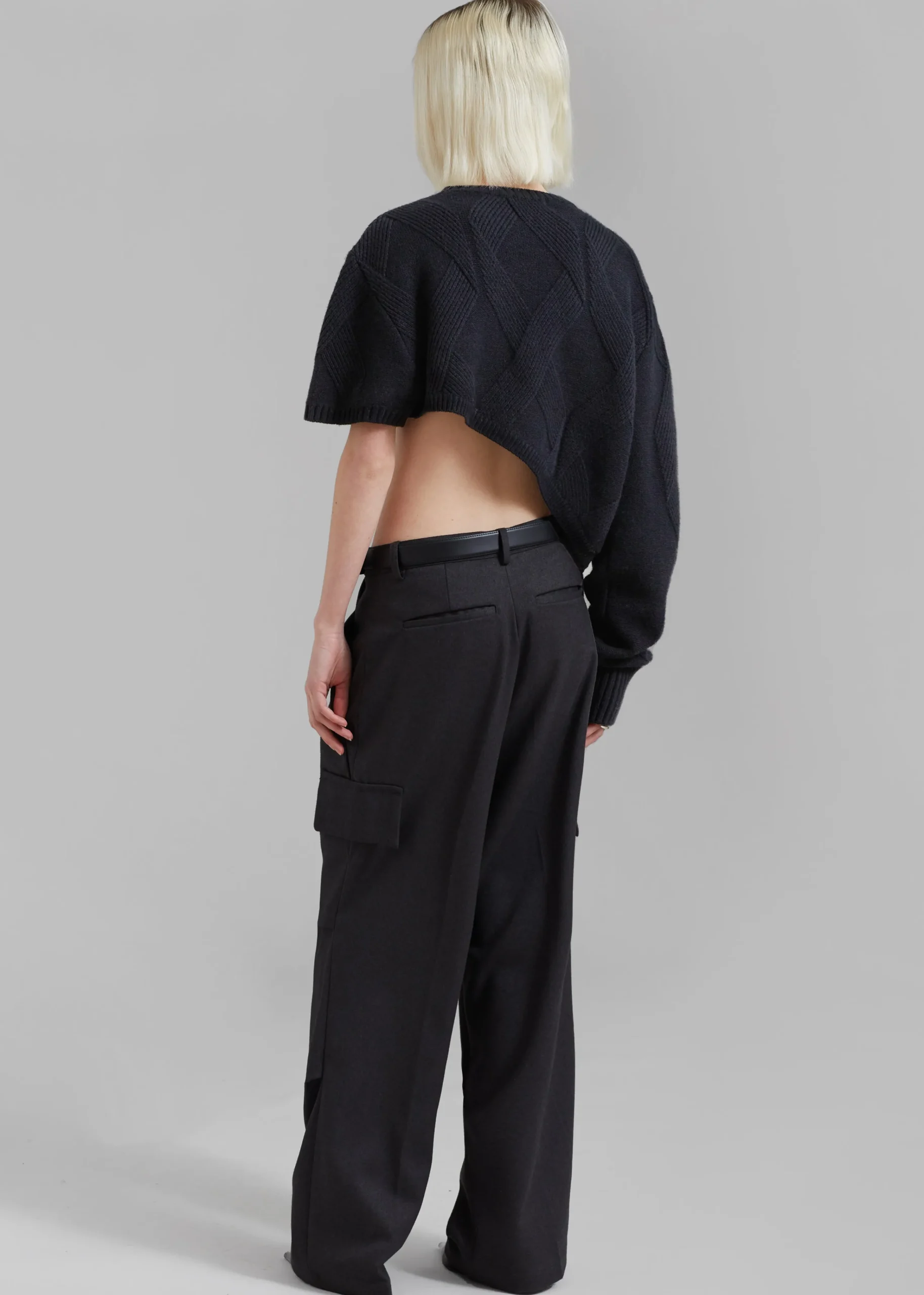 The Frankie Shop Soili Asymmetric Cropped Knit Top Black Online