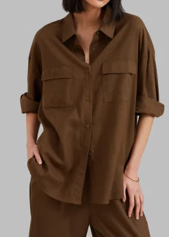 The Frankie Shop Solaqua The Pocket Shirt Tobacco Hot