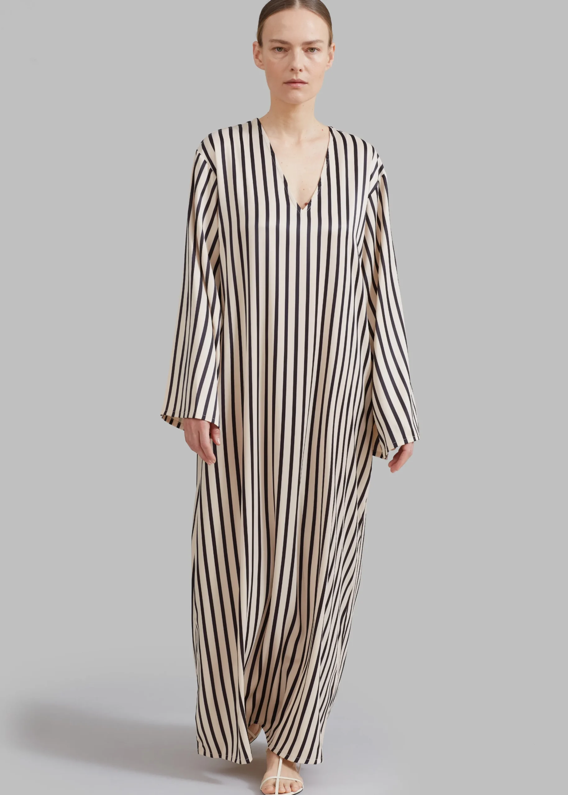 The Frankie Shop Solaqua The Resort Dress Ecru With Black Stripes New