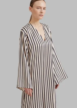 The Frankie Shop Solaqua The Resort Dress Ecru With Black Stripes New