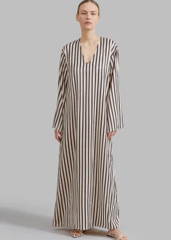 The Frankie Shop Solaqua The Resort Dress Ecru With Black Stripes New