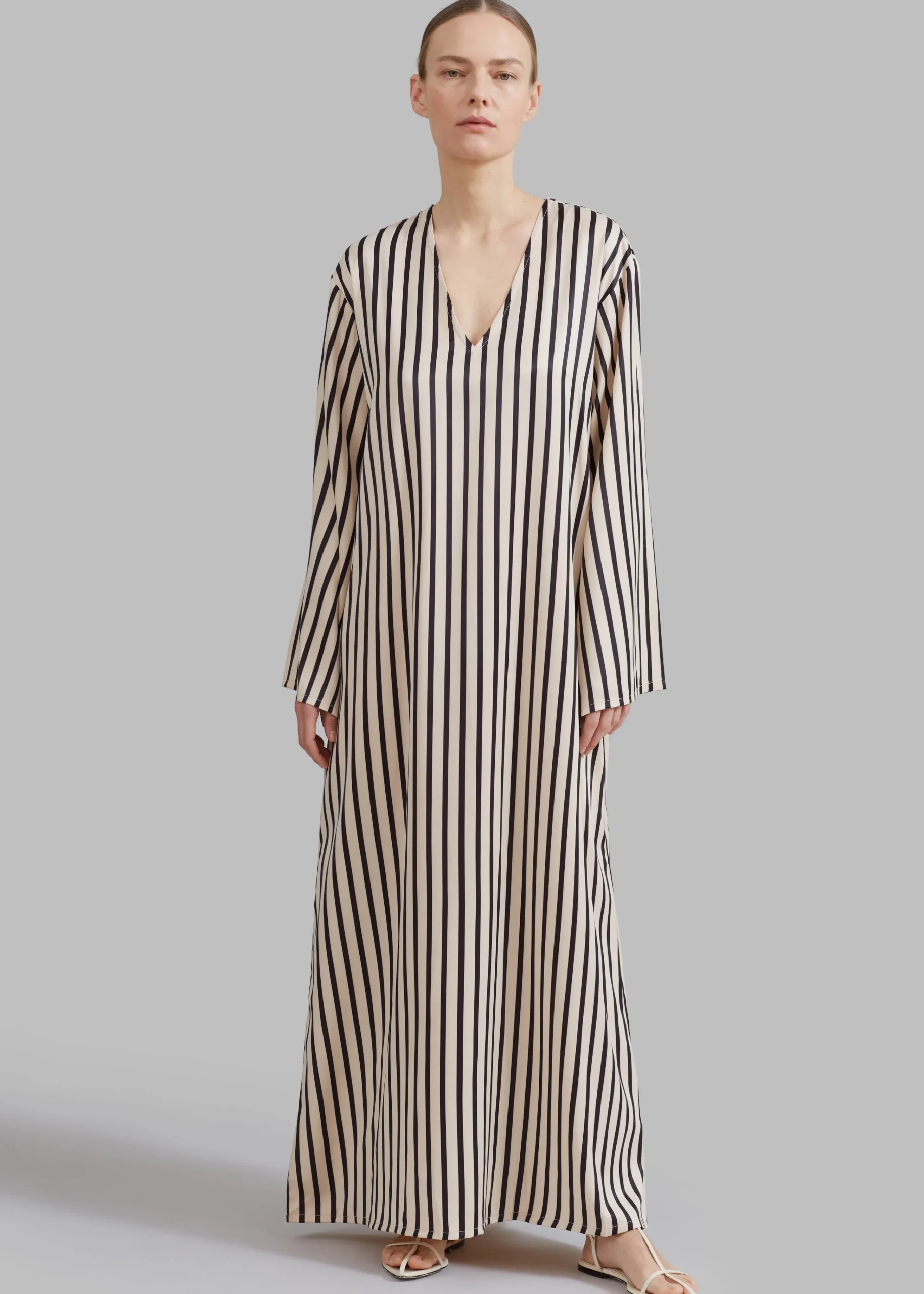The Frankie Shop Solaqua The Resort Dress Ecru With Black Stripes New