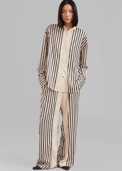 The Frankie Shop Solaqua The Resort Shirt Ecru With Black Stripes Clearance