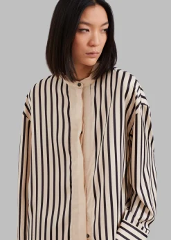 The Frankie Shop Solaqua The Resort Shirt Ecru With Black Stripes Clearance