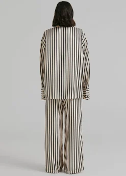 The Frankie Shop Solaqua The Resort Shirt Ecru With Black Stripes Clearance