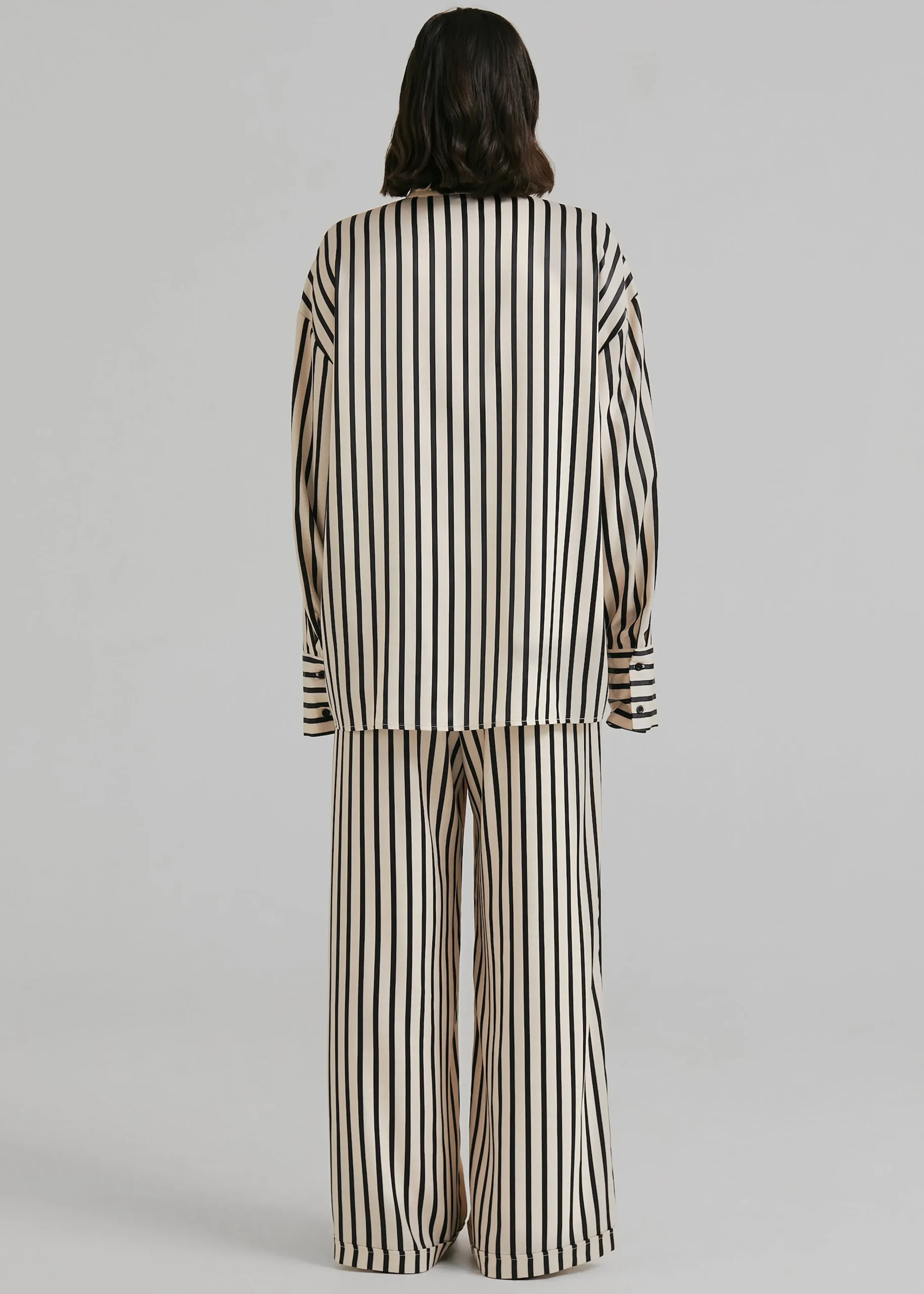 The Frankie Shop Solaqua The Resort Shirt Ecru With Black Stripes Clearance