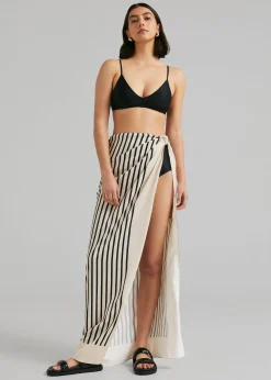 The Frankie Shop Solaqua The Sarong Ecru With Black Stripes Best