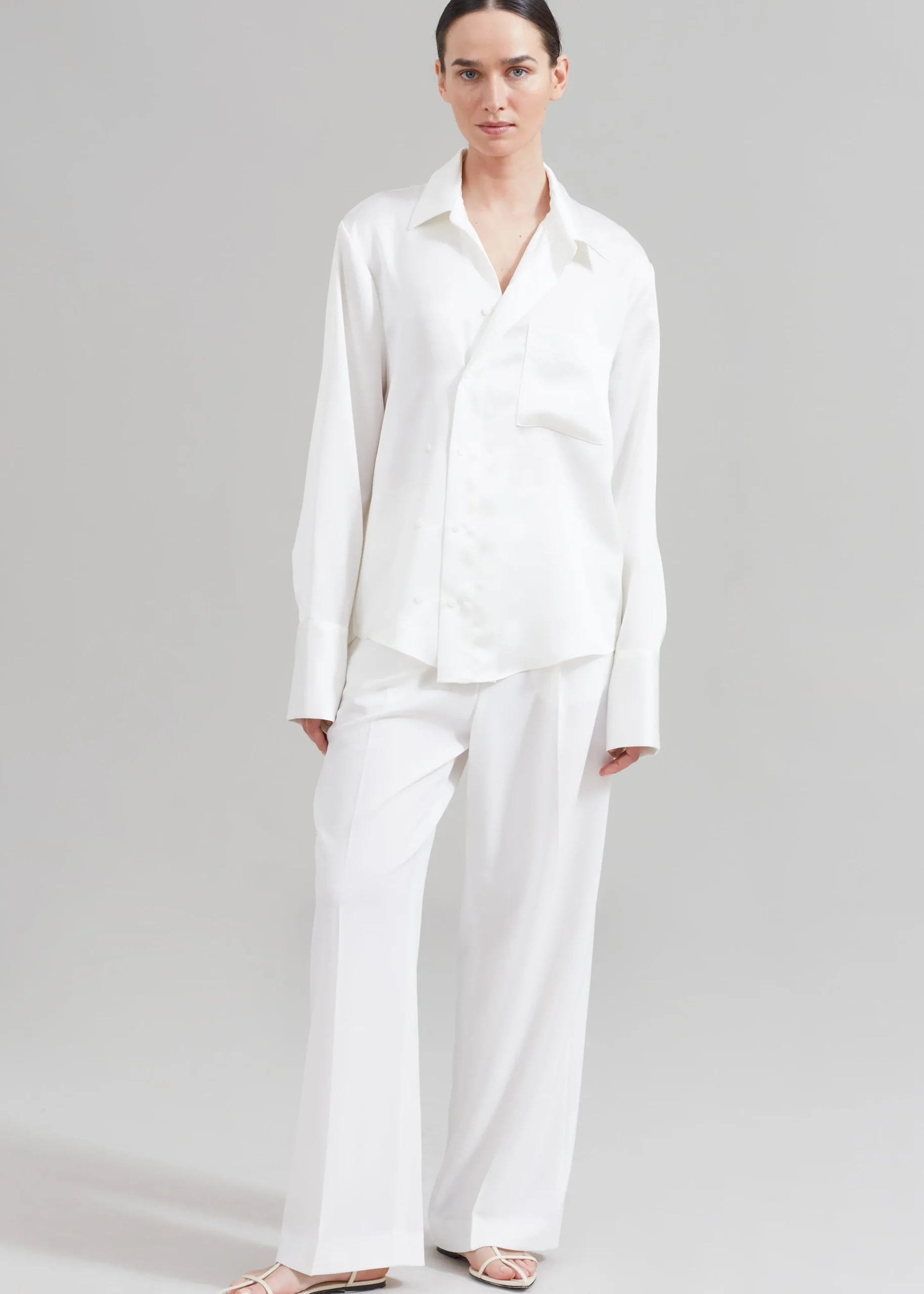 The Frankie Shop Sree Silky Shirt White Discount