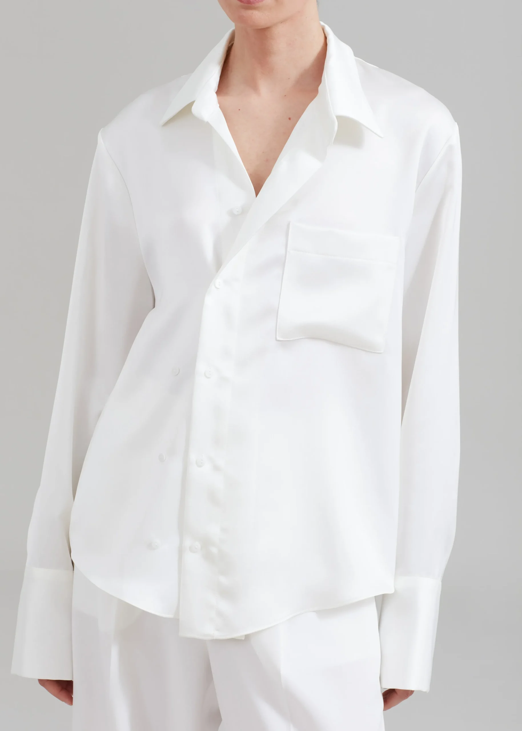 The Frankie Shop Sree Silky Shirt White Discount