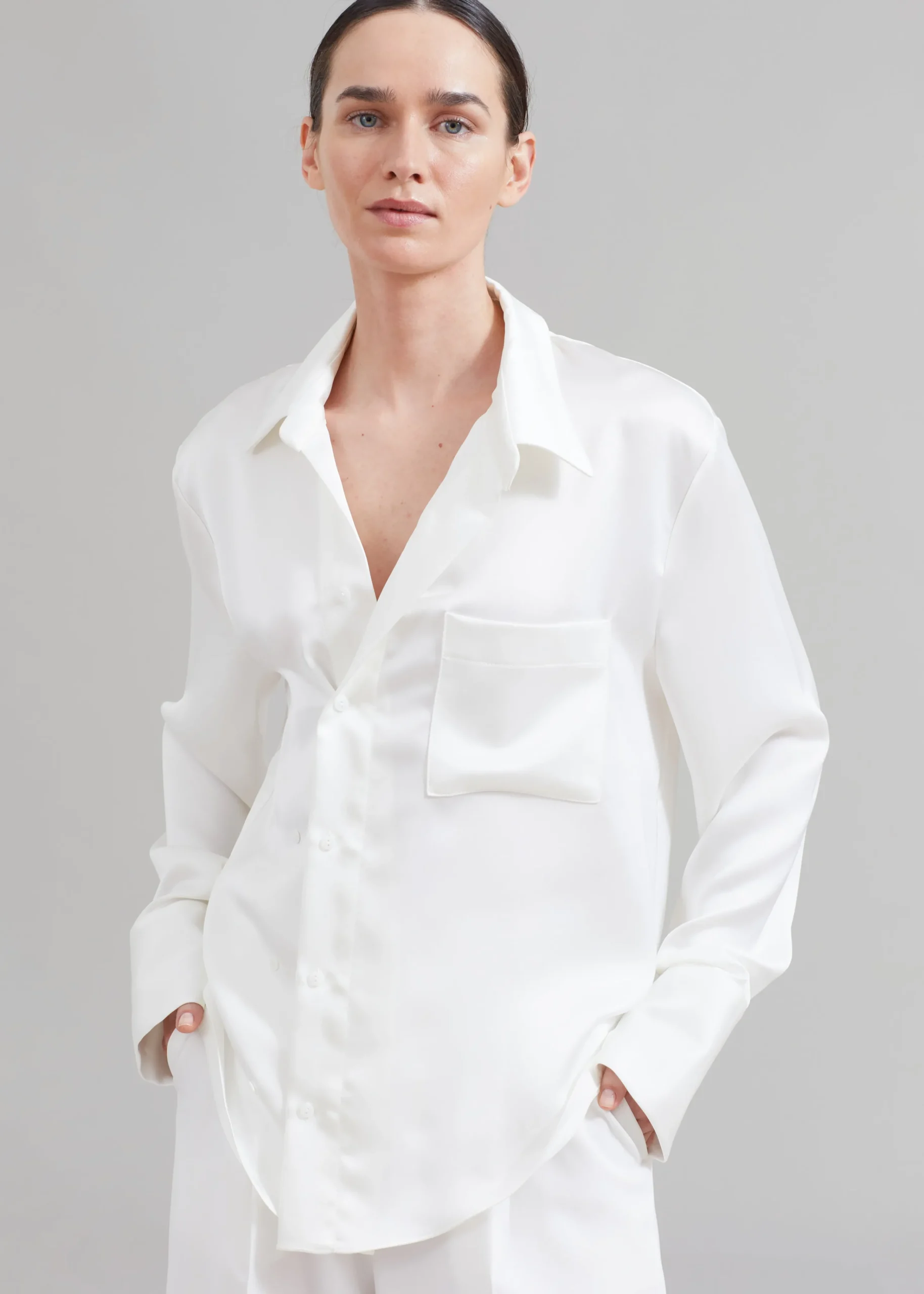 The Frankie Shop Sree Silky Shirt White Discount