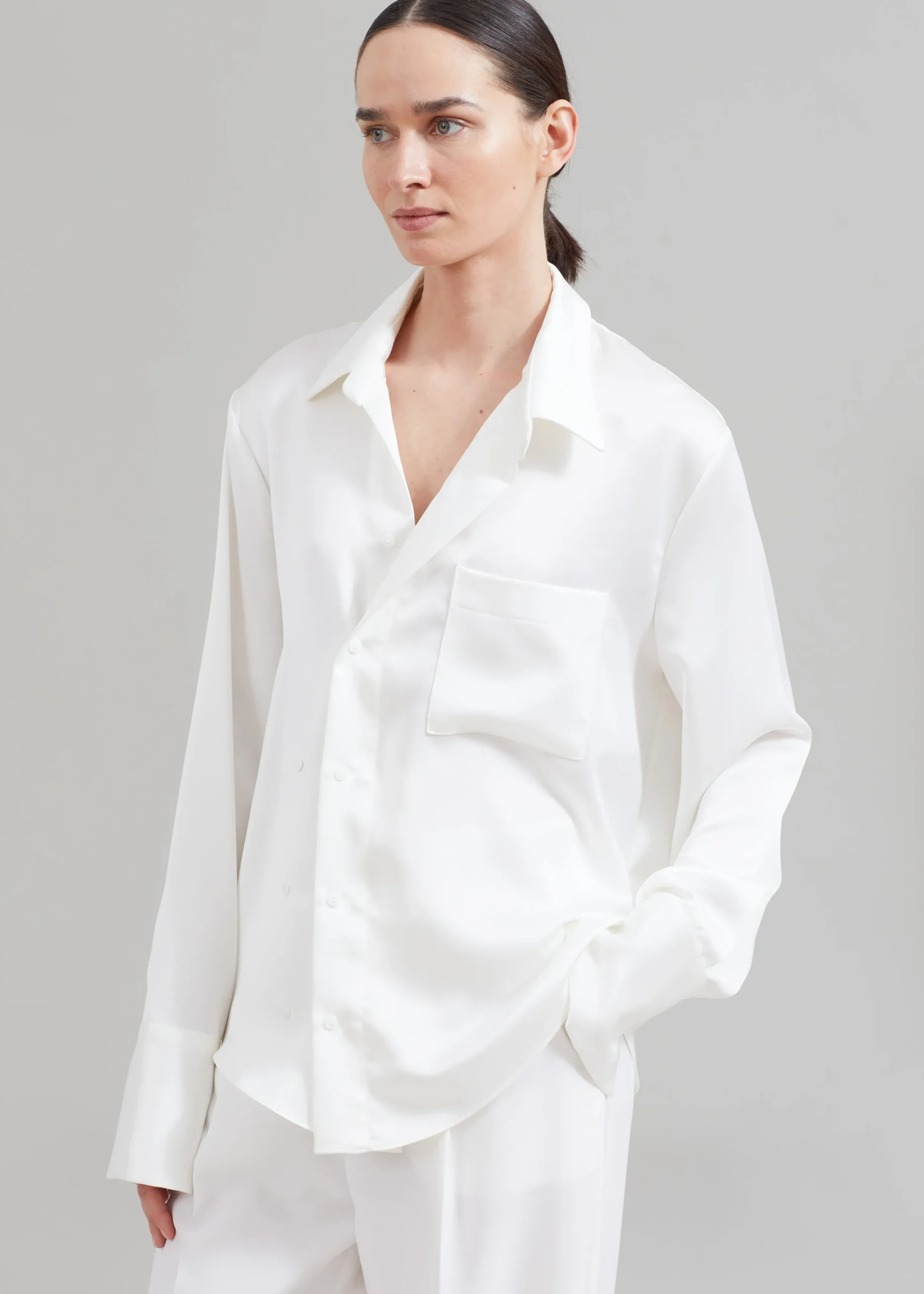 The Frankie Shop Sree Silky Shirt White Discount