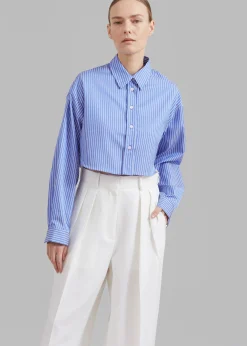 The Frankie Shop Steffi Cropped Shirt White Stripe Hot