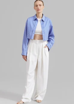 The Frankie Shop Steffi Cropped Shirt White Stripe Hot