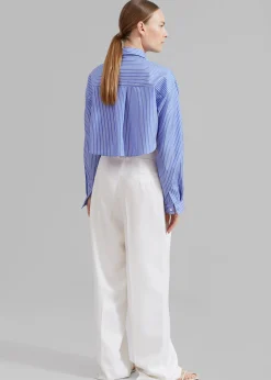 The Frankie Shop Steffi Cropped Shirt White Stripe Hot