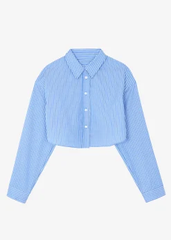 The Frankie Shop Steffi Cropped Shirt White Stripe Hot