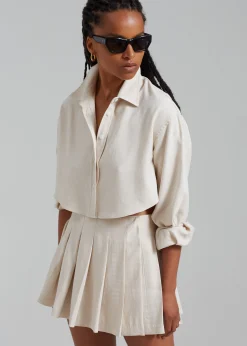 The Frankie Shop Steffi Cropped Shirt Beige Online