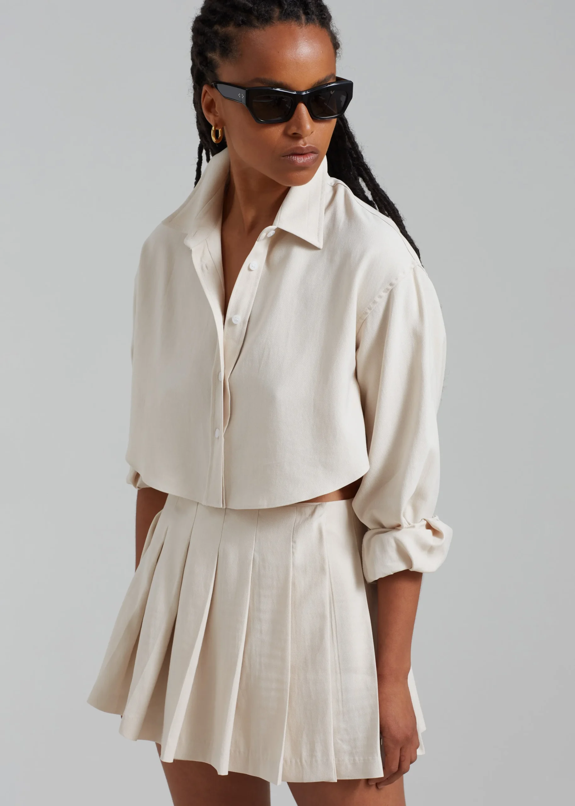 The Frankie Shop Steffi Cropped Shirt Beige Online