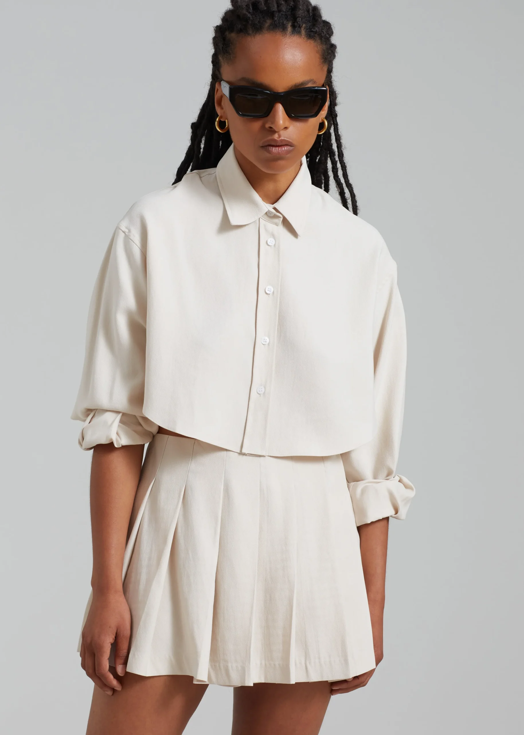 The Frankie Shop Steffi Cropped Shirt Beige Online