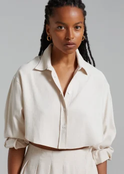 The Frankie Shop Steffi Cropped Shirt Beige Online