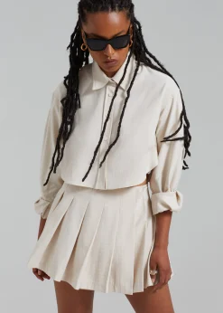 The Frankie Shop Steffi Cropped Shirt Beige Online