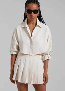 The Frankie Shop Steffi Cropped Shirt Beige Online