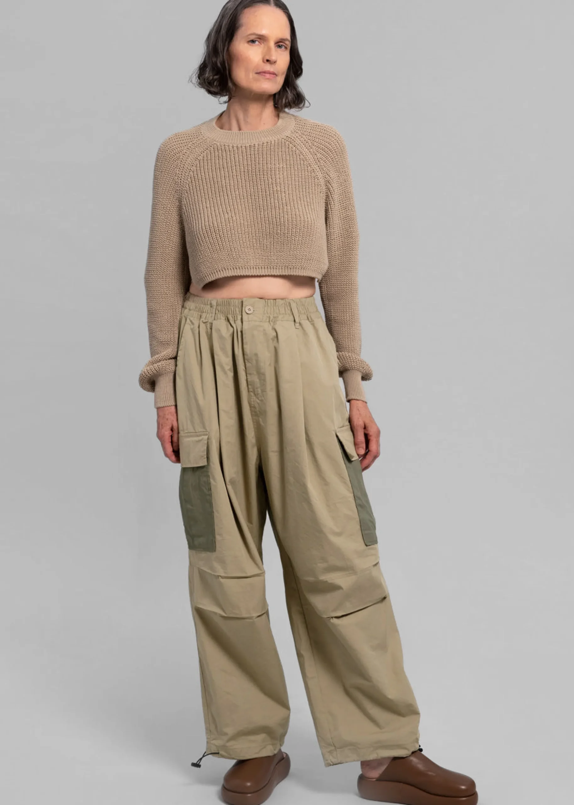 The Frankie Shop Stu Colorblock Cargo Pants Beige Combo Discount