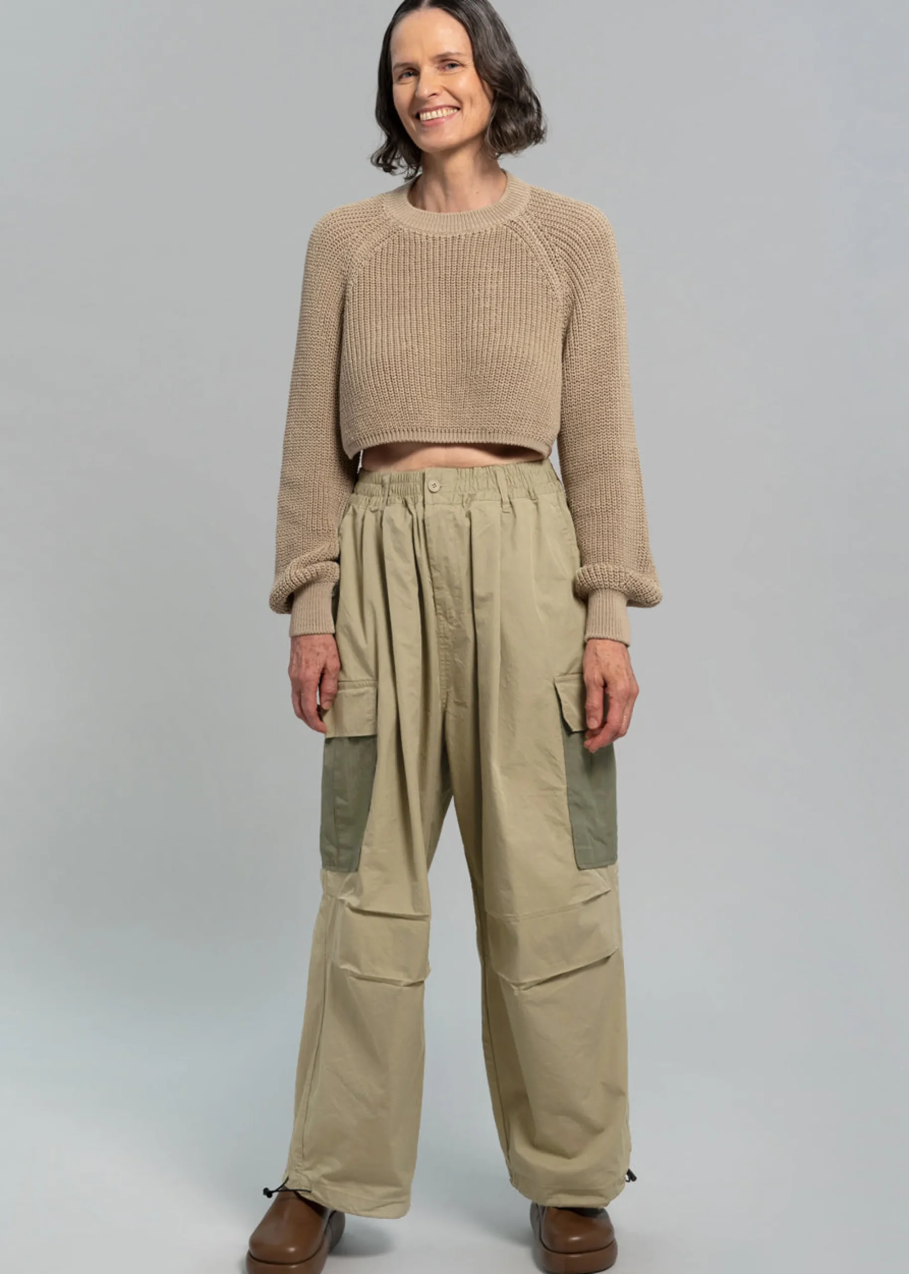 The Frankie Shop Stu Colorblock Cargo Pants Beige Combo Discount