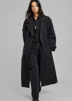 The Frankie Shop Suzanne Trench Coat Black