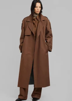 The Frankie Shop Suzanne Trench Coat Brown