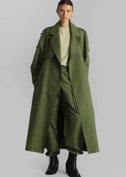 The Frankie Shop Suzanne Trench Coat Olive Outlet