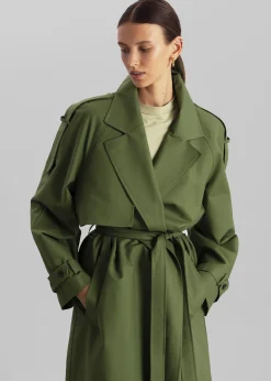 The Frankie Shop Suzanne Trench Coat Olive Outlet