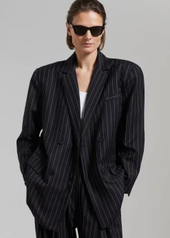 The Frankie Shop Sybil Blazer Black Pinstripe Clearance